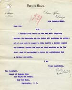 Image of Case 9498 18. Reply to above letter from the Devizes Union agreeing to continue payments  10 December 1909
 page 1