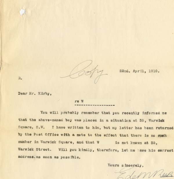 Large size image of Case 9569 2. Copy letter from E. de M. Rudolf  22 April 1910
 page 1