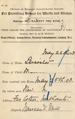 Image of Case 9616 6. Admission card.  [J. mistakenly called W.]  26 May 1903
 page 2