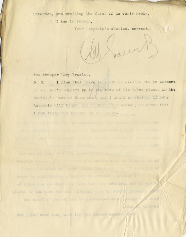 Large size image of Case 9635 8. Copy letter to the Dowager Lady Bromley about her maintenance contributions  3 July 1903
 page 2