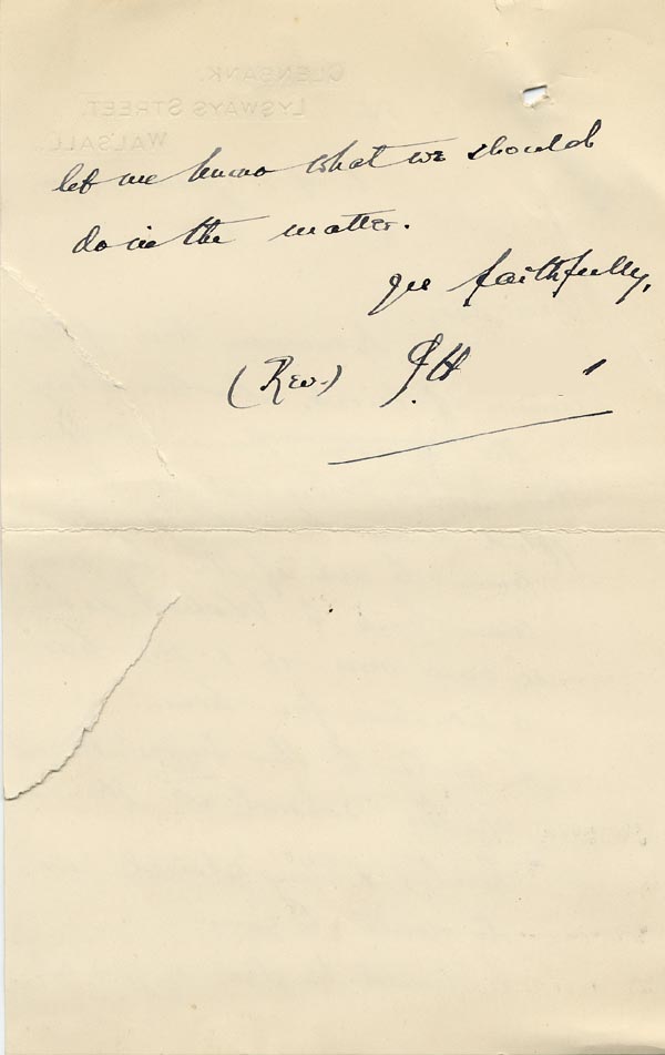 Large size image of Case 9635 13. Letter from Revd H. requesting that T. be returned to his mother  25 July 1911
 page 2