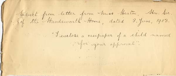 Large size image of Case 9649 2. Extract of a letter from Miss Heaton  3 June 1903
 page 1