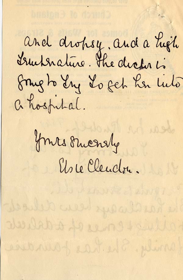 Large size image of Case 9649 4. Letter from Mrs Elsie Clendon, Honorary Secretary of the Calthorpe Home  9 April 1914
 page 2