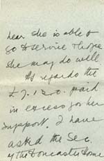Image of Case 9653 8. Letter from Miss M. addressing the problem of the overpaid money and saying that she was not able to support another child at the present time  July 1906
 page 2