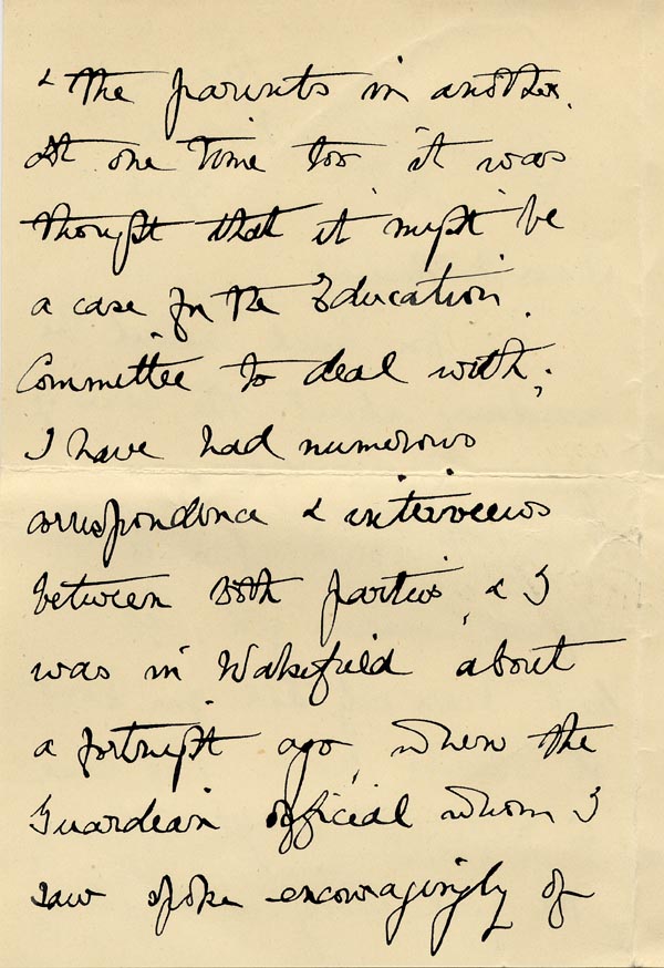 Large size image of Case 9662 14. Letter from Miss Stancliffe detailing the administrative problems she has encountered dealing with the Poor Law Authorities  6 April 1910
 page 2
