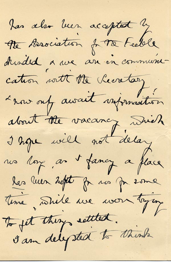 Large size image of Case 9662 19. Letter from Miss Stancliffe reporting that the Guardians have accepted L's case and the parents consent has been obtained  28 August 1910
 page 2
