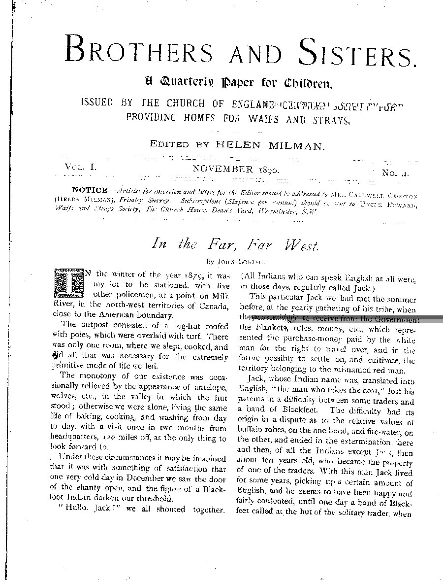 Brothers and Sisters November 1890 - page 1
