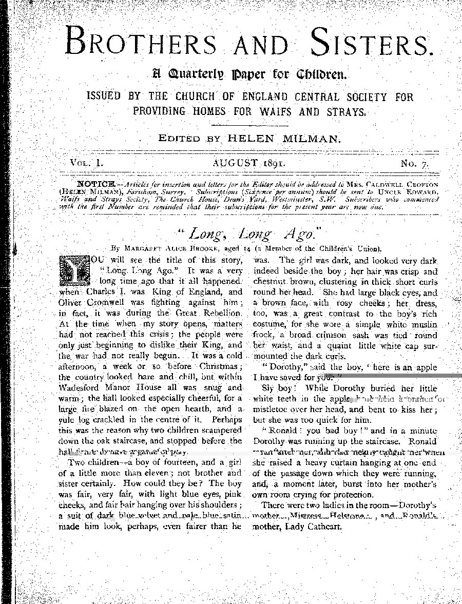 Brothers and Sisters August 1891 - page 1