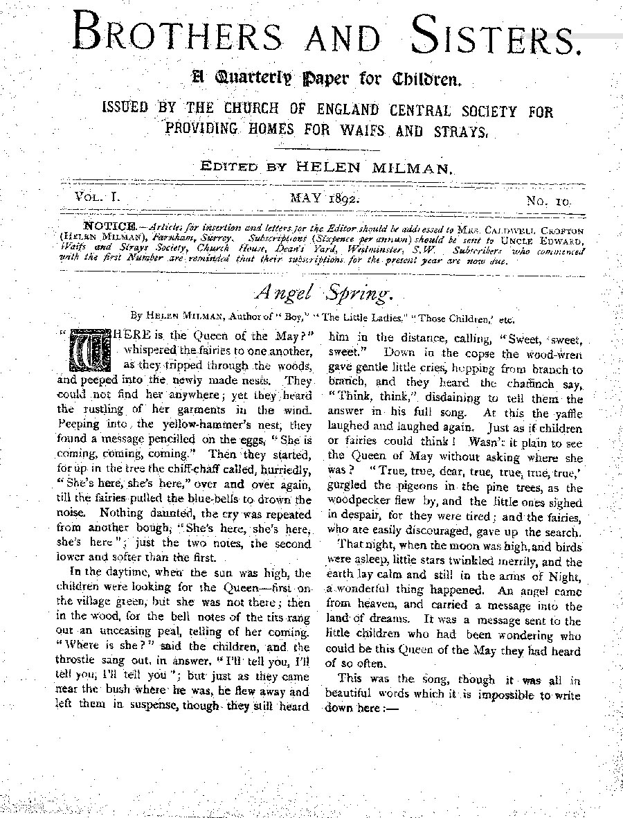 Brothers and Sisters May 1892 - page 1