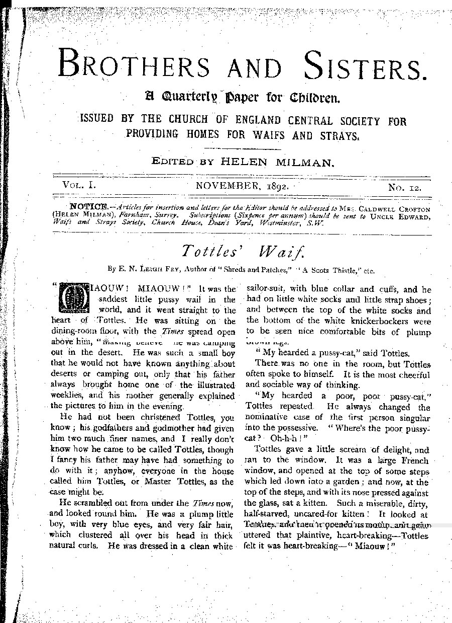 Brothers and Sisters November 1892 - page 1