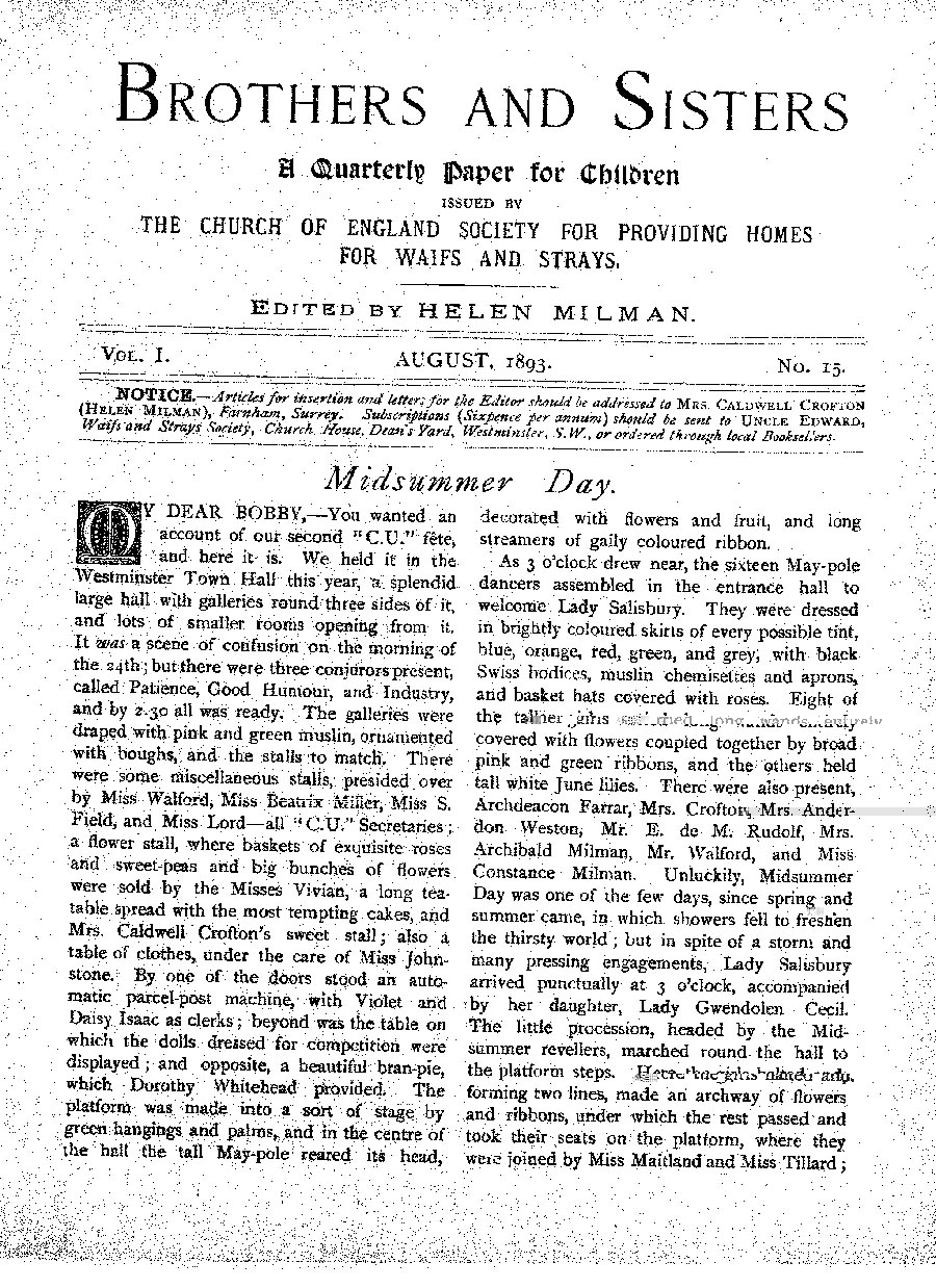 Brothers and Sisters August 1893 - page 1