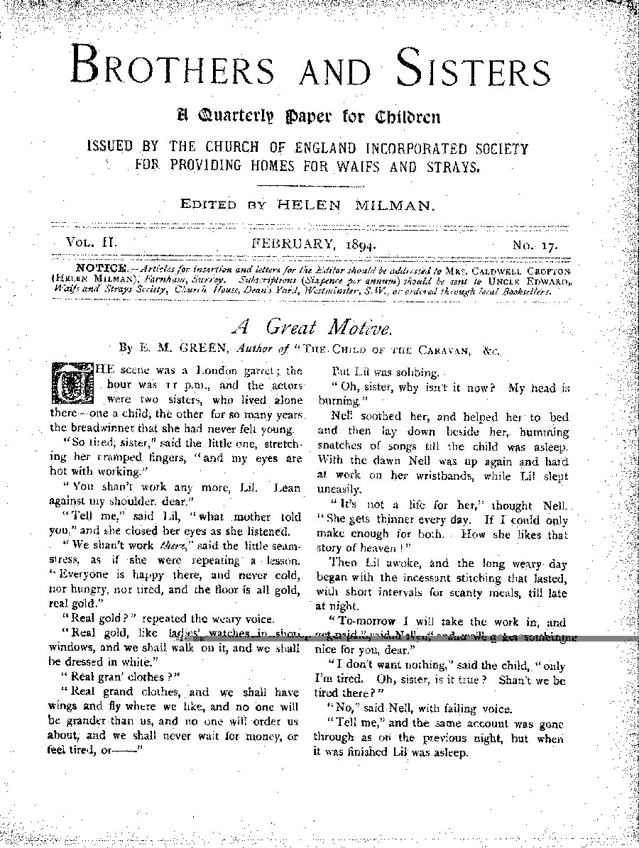 Brothers and Sisters February 1894 - page 1