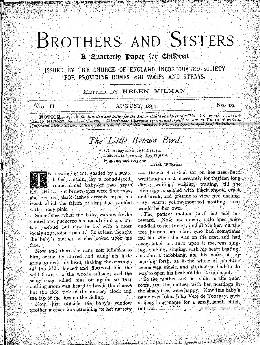Brothers and Sisters August 1894 - page 1