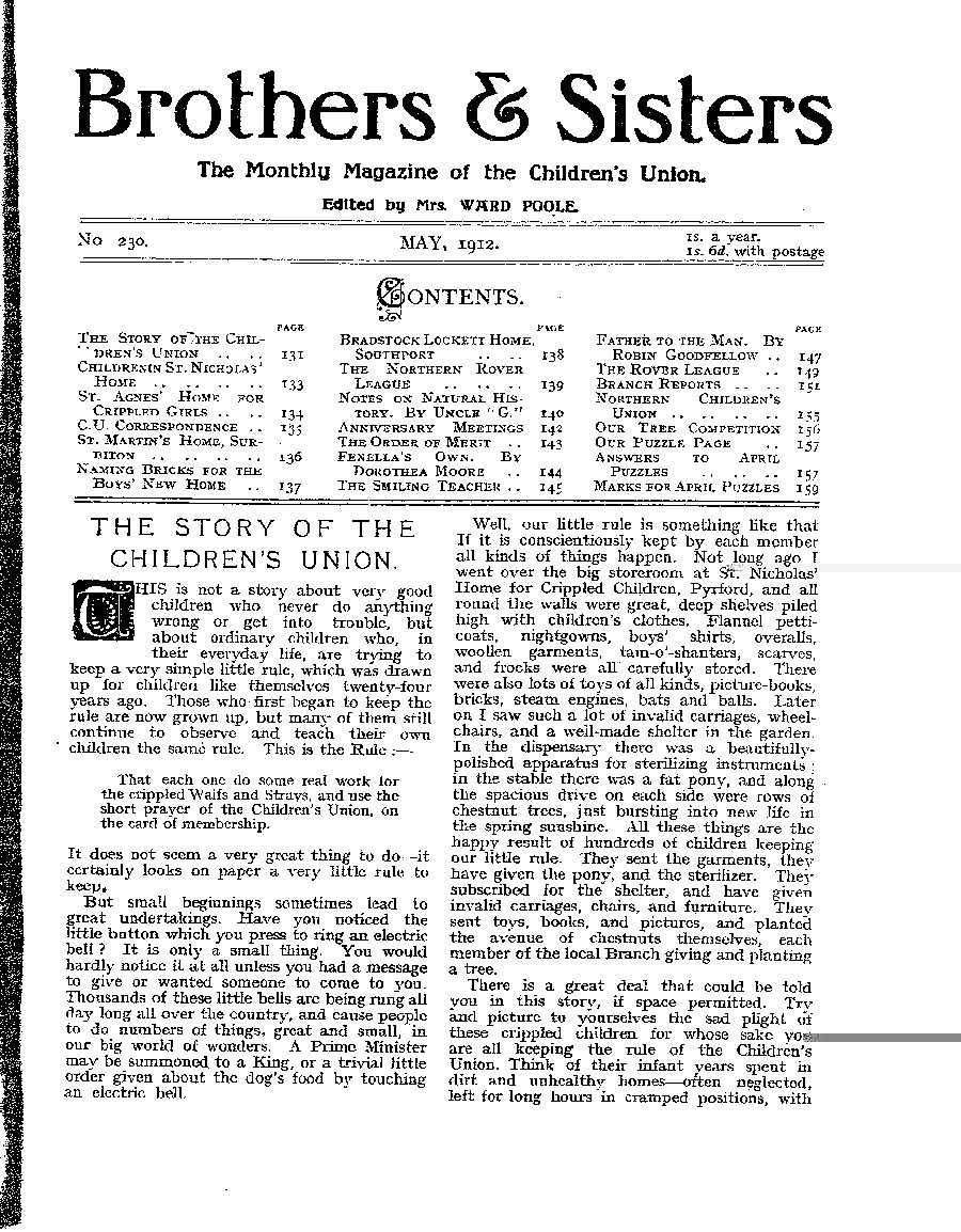 Brothers and Sisters May 1912 - page 1