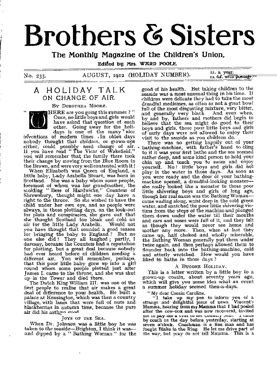 Brothers and Sisters August 1912 - page 1