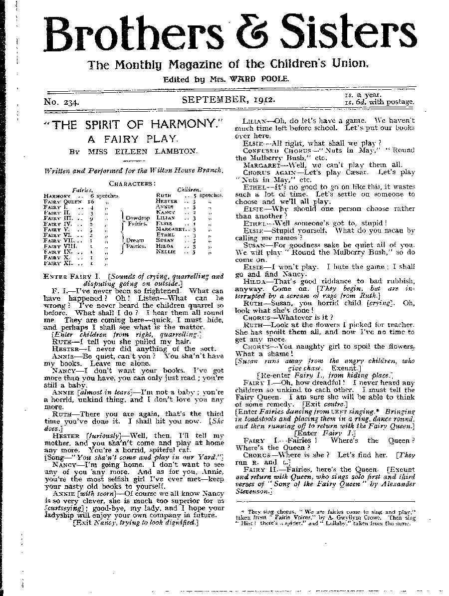 Brothers and Sisters September 1912 - page 1