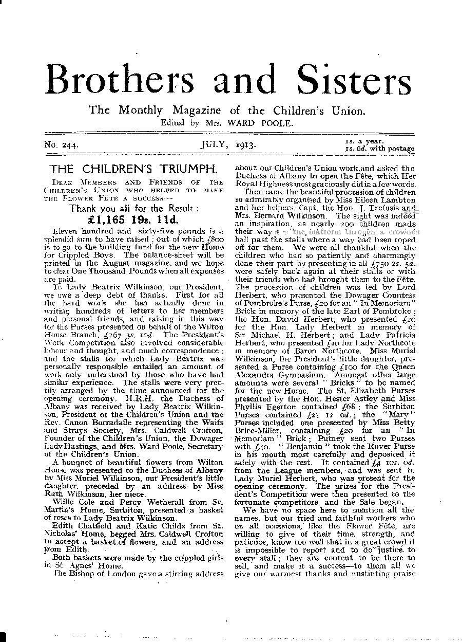 Brothers and Sisters July 1913 - page 1