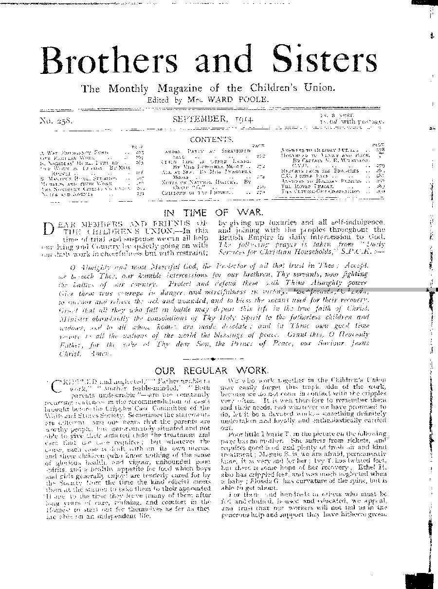 Brothers and Sisters September 1914 - page 1