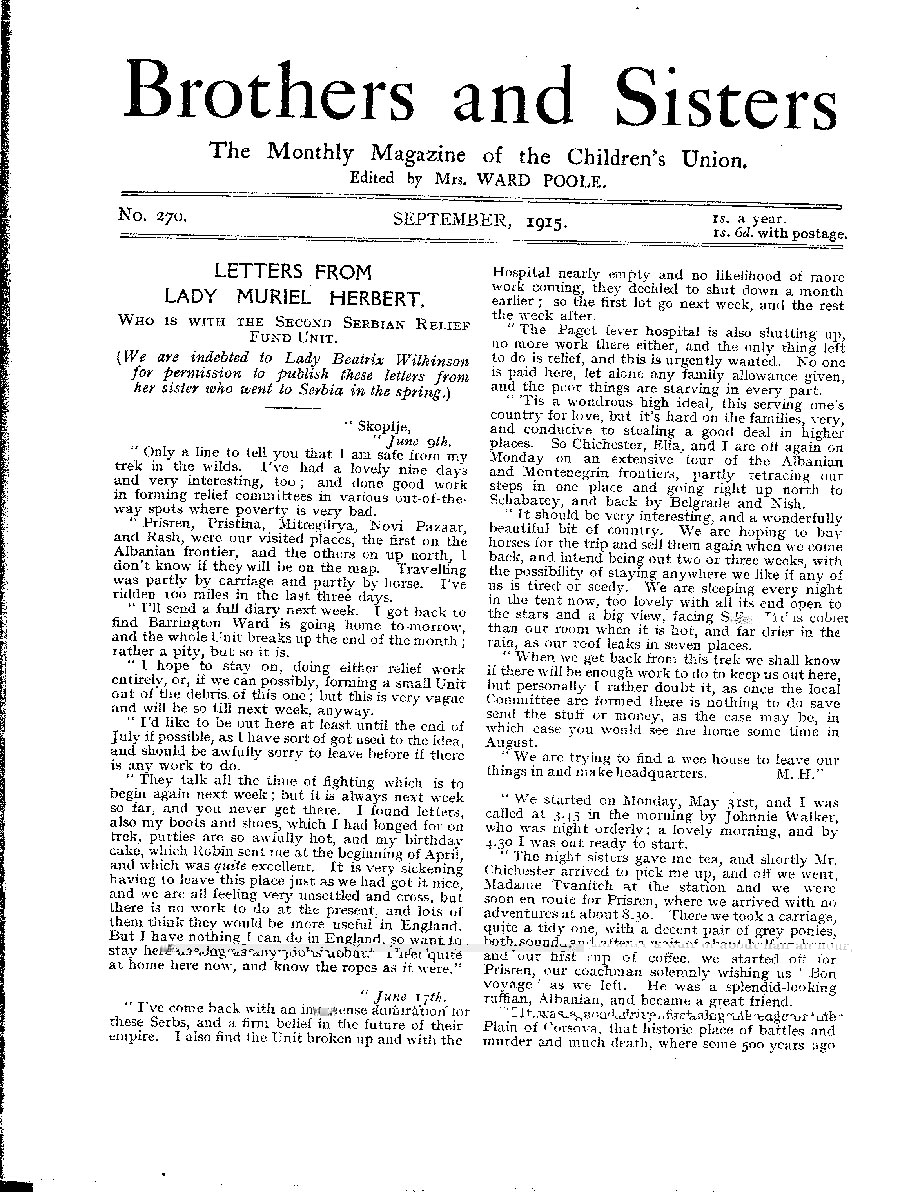 Brothers and Sisters September 1915 - page 1