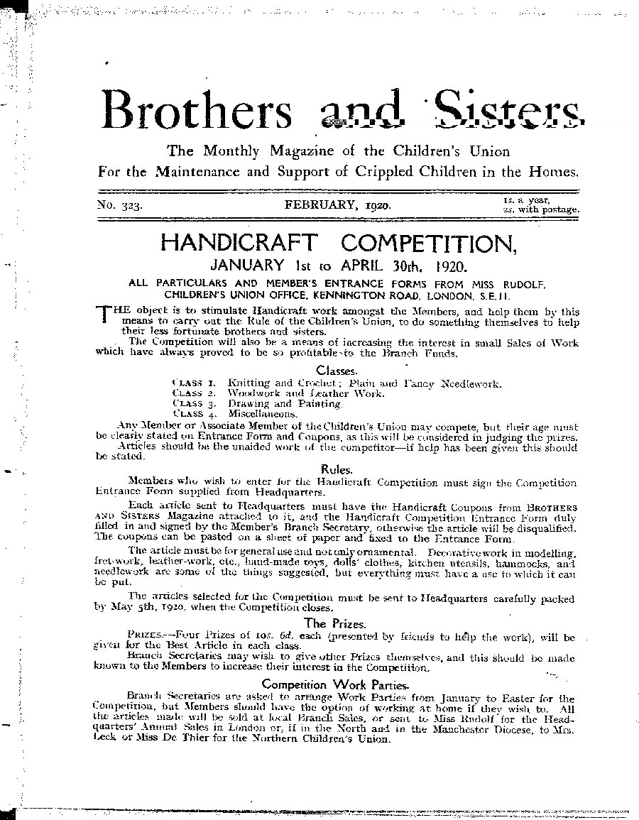 Brothers and Sisters February 1920 - page 1