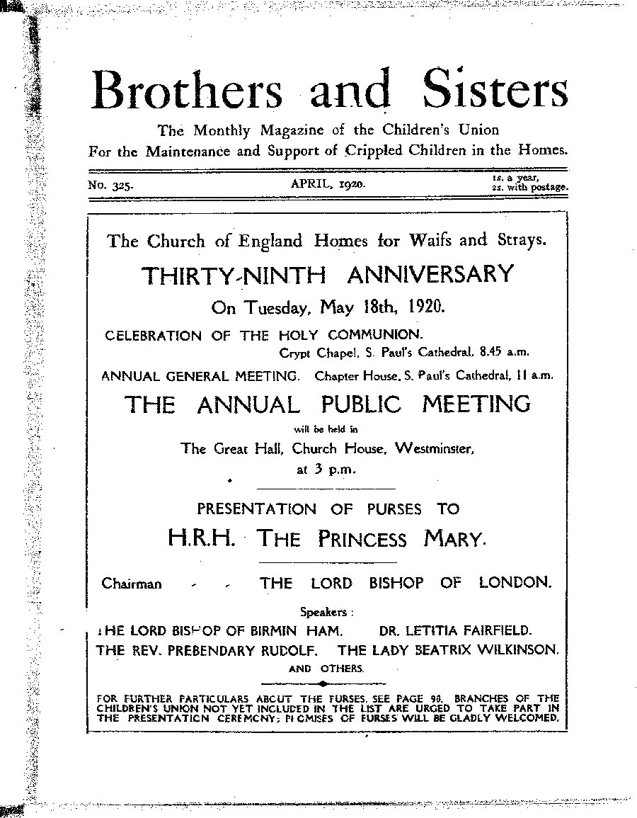 Brothers and Sisters April 1920 - page 1