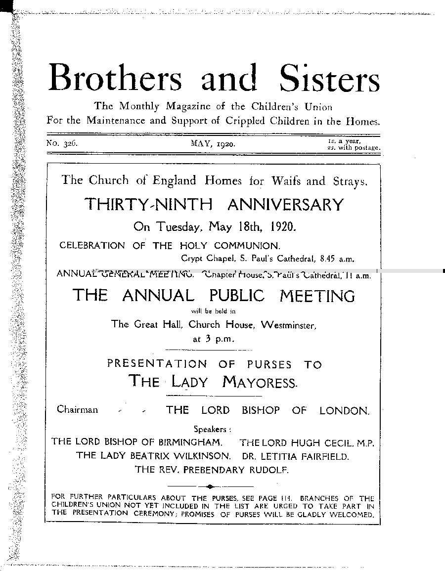 Brothers and Sisters May 1920 - page 1
