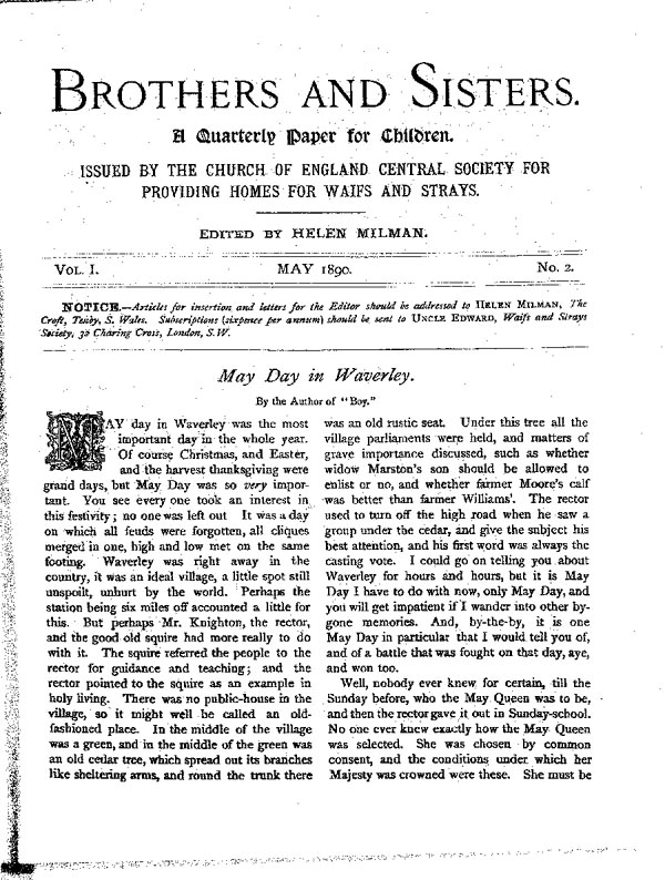 Brothers and Sisters May 1890 - page 1
