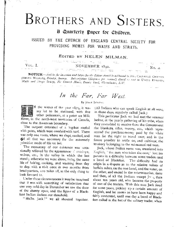 Brothers and Sisters November 1890 - page 1