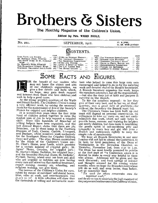 Brothers and Sisters September 1911 - page 1