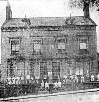 Front view of the Home, with girls and staff, before it became St Agnes' Home for Girls in 1913