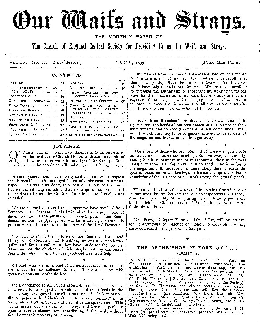 Our Waifs and Strays March 1893 - page 32