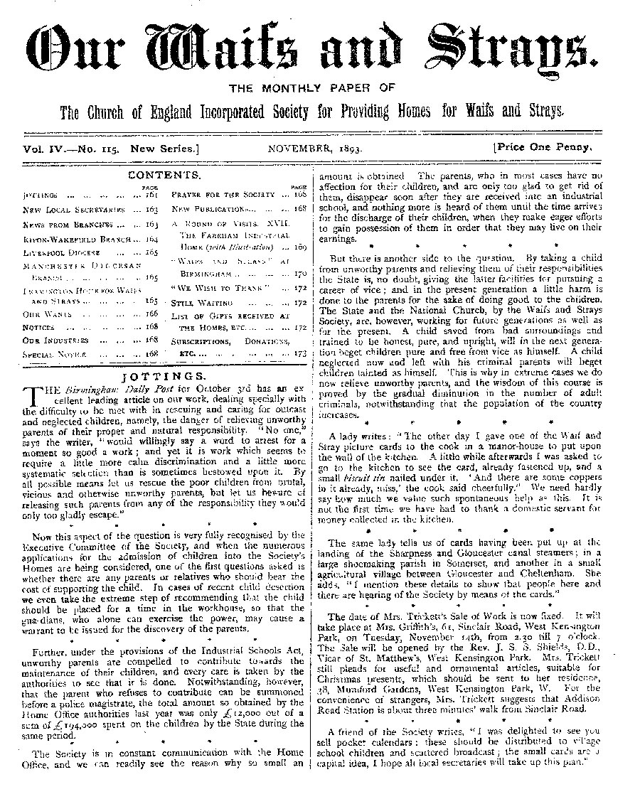 Our Waifs and Strays November 1893 - page 159