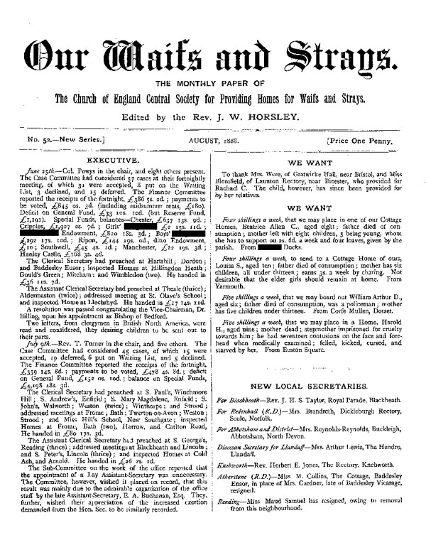 Our Waifs and Strays August 1888 - page 1
