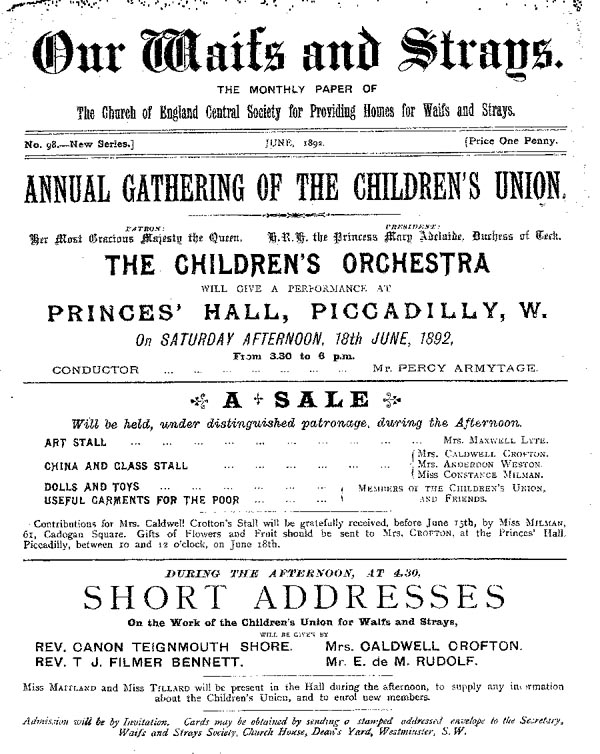 Our Waifs and Strays June 1892 - page 1