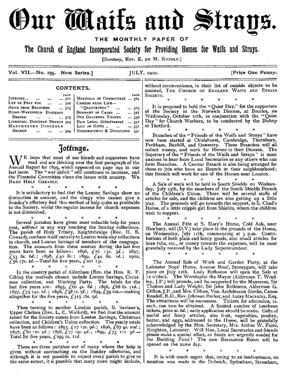 Our Waifs and Strays July 1900 - page 122