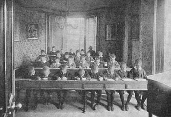 In addition to their school lessons, the Society's children received extra tuition in their home's classroom. Most homes owned a small library, and they were always keen to receive donations of books.