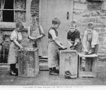 From an early age, the boys at St Hugh's learnt to look after and repair their own clothes and shoes.