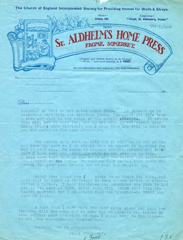 Large size image of Case 2 41. Letter to Revd Westcott from Mr Frost  31 January 1930
 page 2