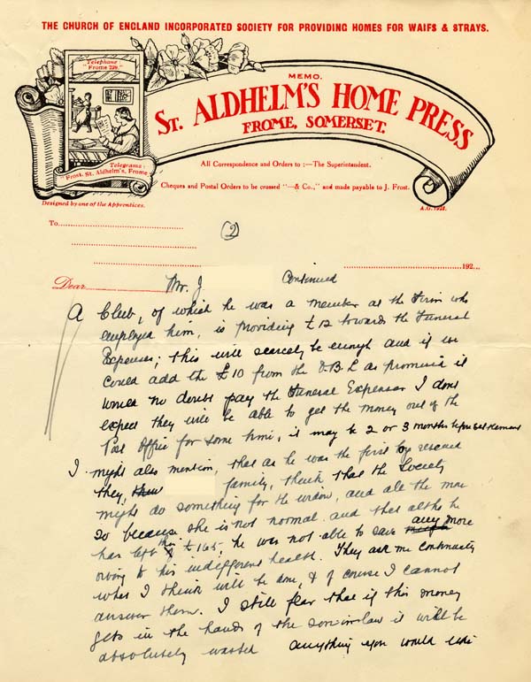 Large size image of Case 2 53. Letter to Revd Westcott from Mr. Frost  5 March 1930
 page 2
