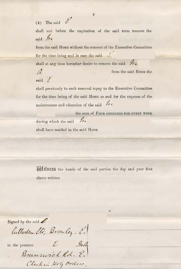 Large size image of Case 10 2. Agreement for M. to go into the Society's care c. February 1882
 page 2
