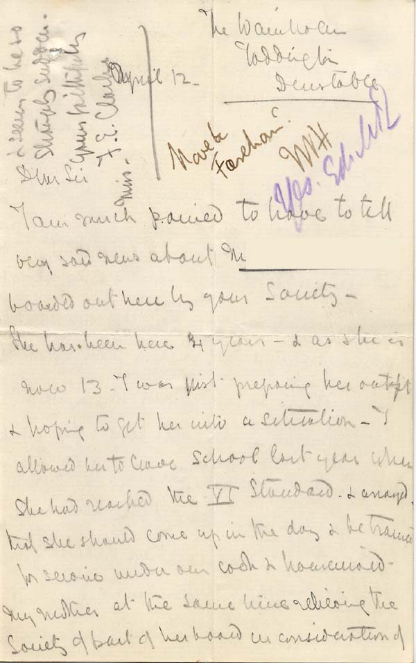 Large size image of Case 10 4. Letter from Miss Clark 12 April 1882
 page 1