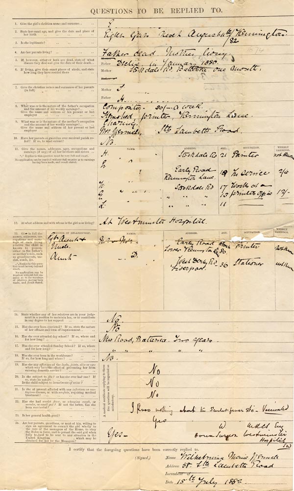 Large size image of Case 67 1. Application to Waifs and Strays' Society 18 July 1882
 page 3