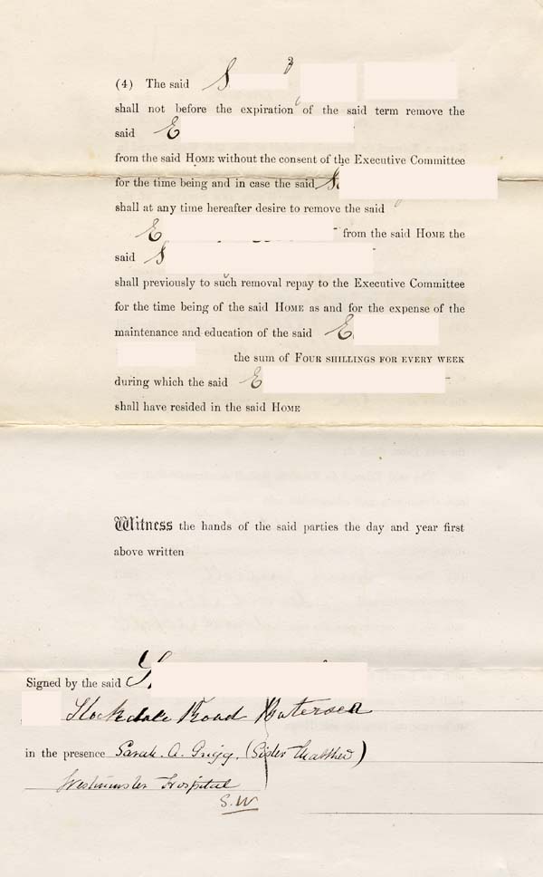 Large size image of Case 67 2. Agreement for E. go into the care of the Society 3 August 1882
 page 2