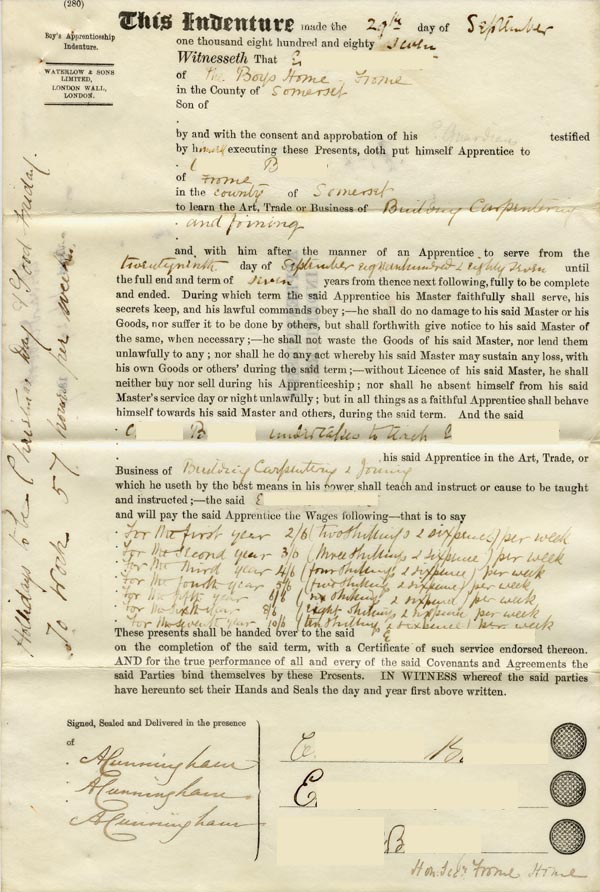 Large size image of Case 67 3. Apprenticeship indenture agreement 29 September 1887
 page 2