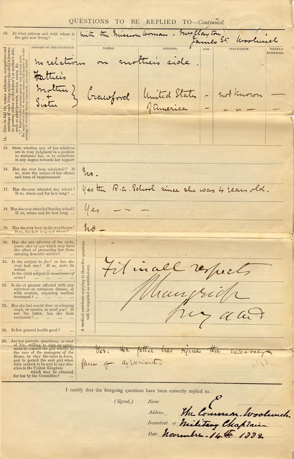 Large size image of Case 86 1. Application to Waifs and Strays' Society 14 November 1882
 page 2