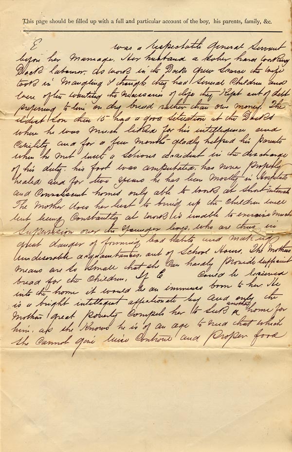 Large size image of Case 89 1. Application to Waifs and Strays' Society 6 November 1882
 page 3