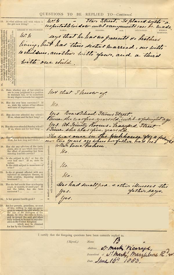 Large size image of Case 175 1. Application to Waifs and Strays' Society  16 June 1883 
 page 2