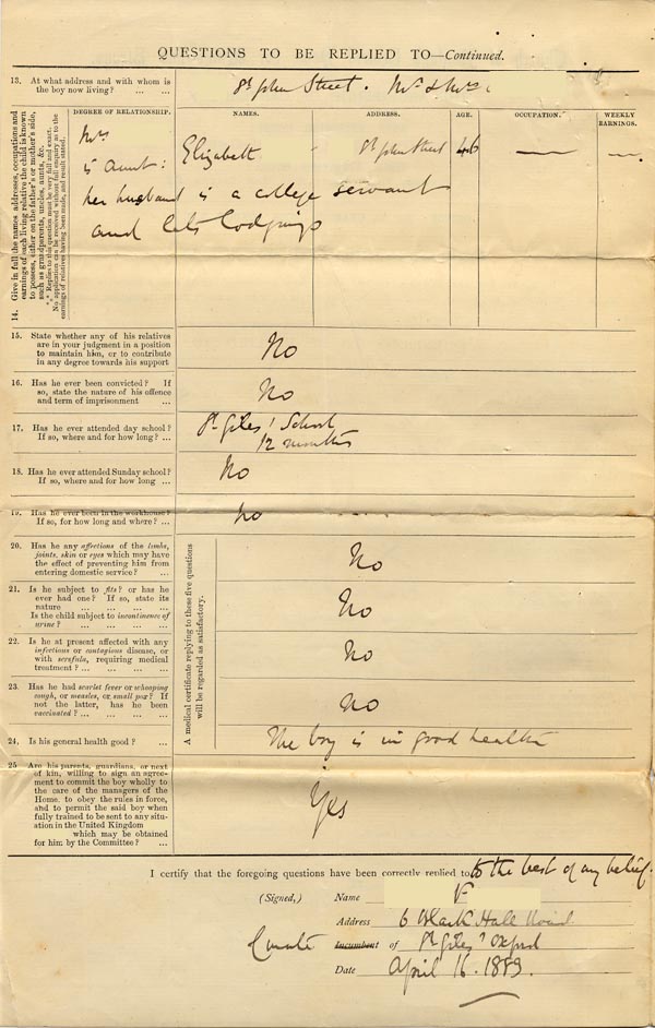 Large size image of Case 176 1. Application to Waifs and Strays' Society 16 April 1883
 page 2