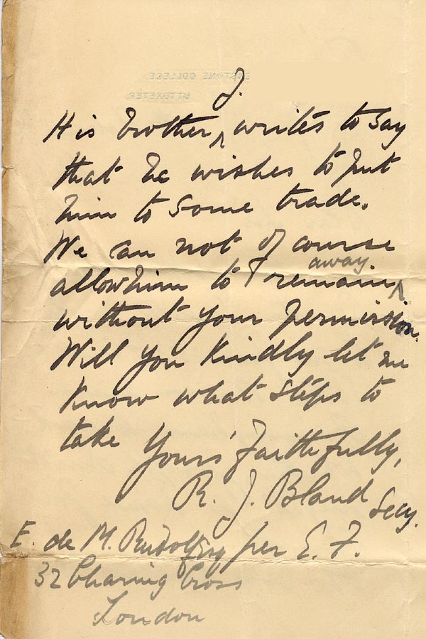 Large size image of Case 176 6. Letter from Denston College 7 February 1890
 page 2
