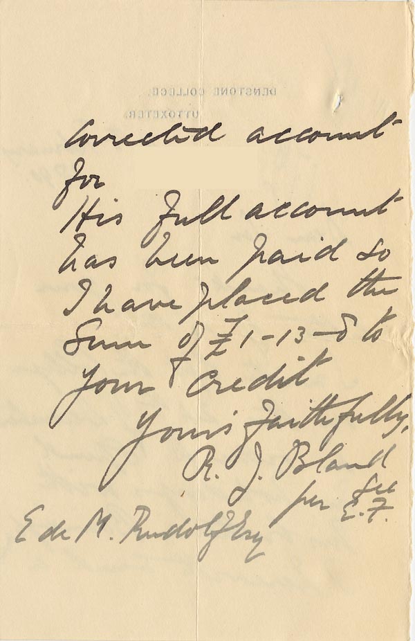 Large size image of Case 176 7. Letter from Denston College 14 February 1890
 page 2